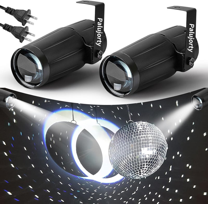 Palujorty Disco Ball Lights 2 Pack, 10W White Spotlight for Mirror Ball Party - Image 1